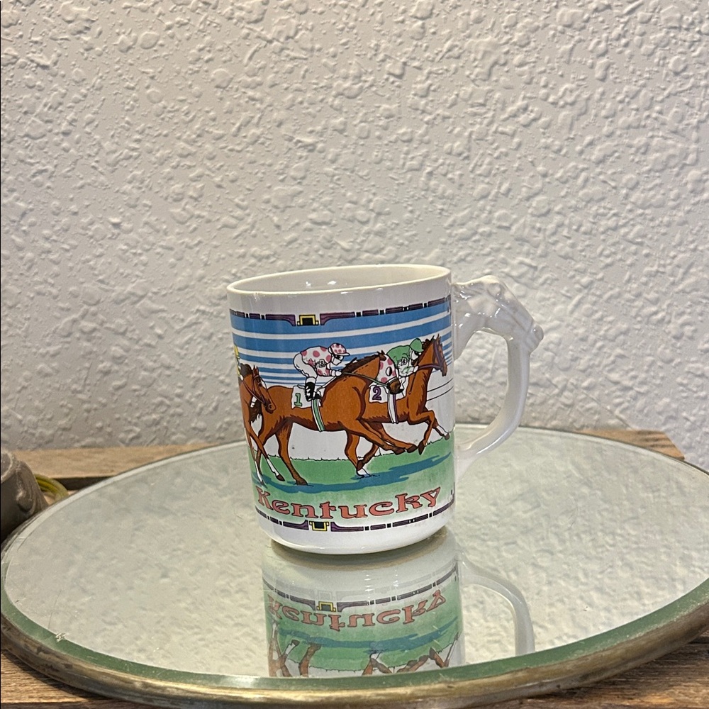 Kentucky Horse Racing Mug with Unique Handle, Fathers Day, Mothers Day